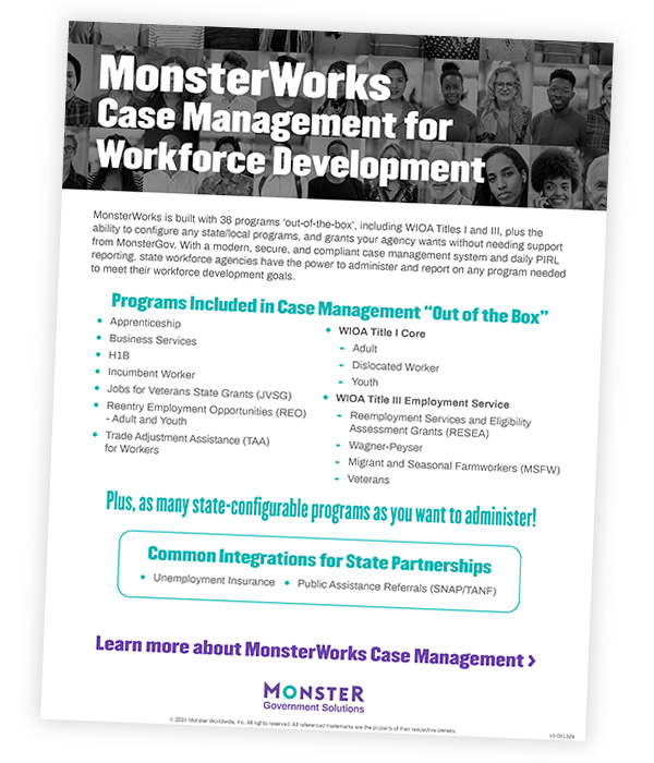 MonsterWorks Case Management Programs list - thumbnail of the datasheet