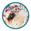 Woman celebrating with confetti